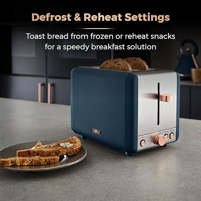 Tower T20036MNB Cavaletto 2 Slice Toaster with Defrost/Reheat 850W - Refurbished Tower Cavaletto Toaster