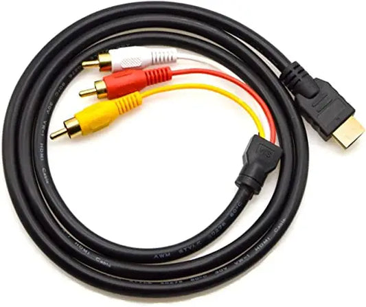 HDMI to RCA Cable 1.5m HDMI Male to 3 RCA 3RCA Male Cable Audio Projector Video DVD 1080p HDTV saynama