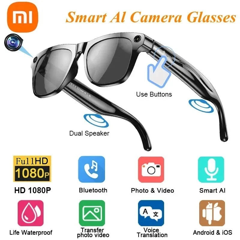 AI Glasses 4K Smart Voice Video Audio Recording Bluetooth Black Translate