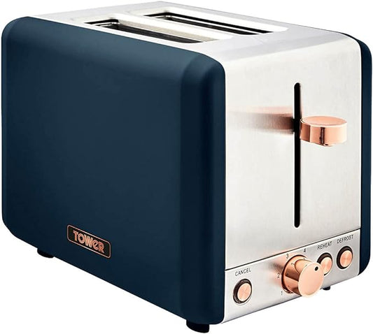 Tower T20036MNB Cavaletto 2 Slice Toaster with Defrost/Reheat 850W - Refurbished