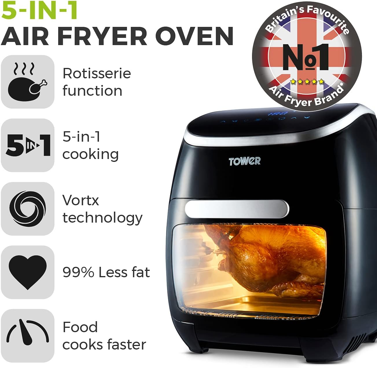 Tower Xpress Pro 5-in-1 Digital Air Fryer Oven with Rapid Air Circulation - Refurbished