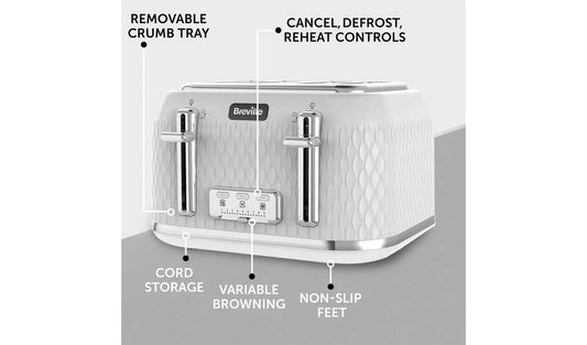 Breville Curve 4 Slice Toaster White Gloss - Refurbished