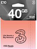 Three Sim Card £10 package gives 40GB Data Unlimited Calls n Texts & 6gb Roaming