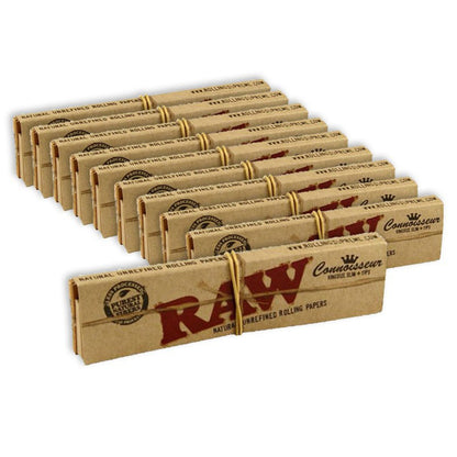 Raw Classic Connoisseur KingSize Slim Natural Unrefined Rolling Papers with Tips Saynama