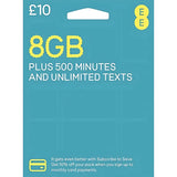 EE Sim Card Pay As You Go £10 Pack 8GB Data Unlimited SMS