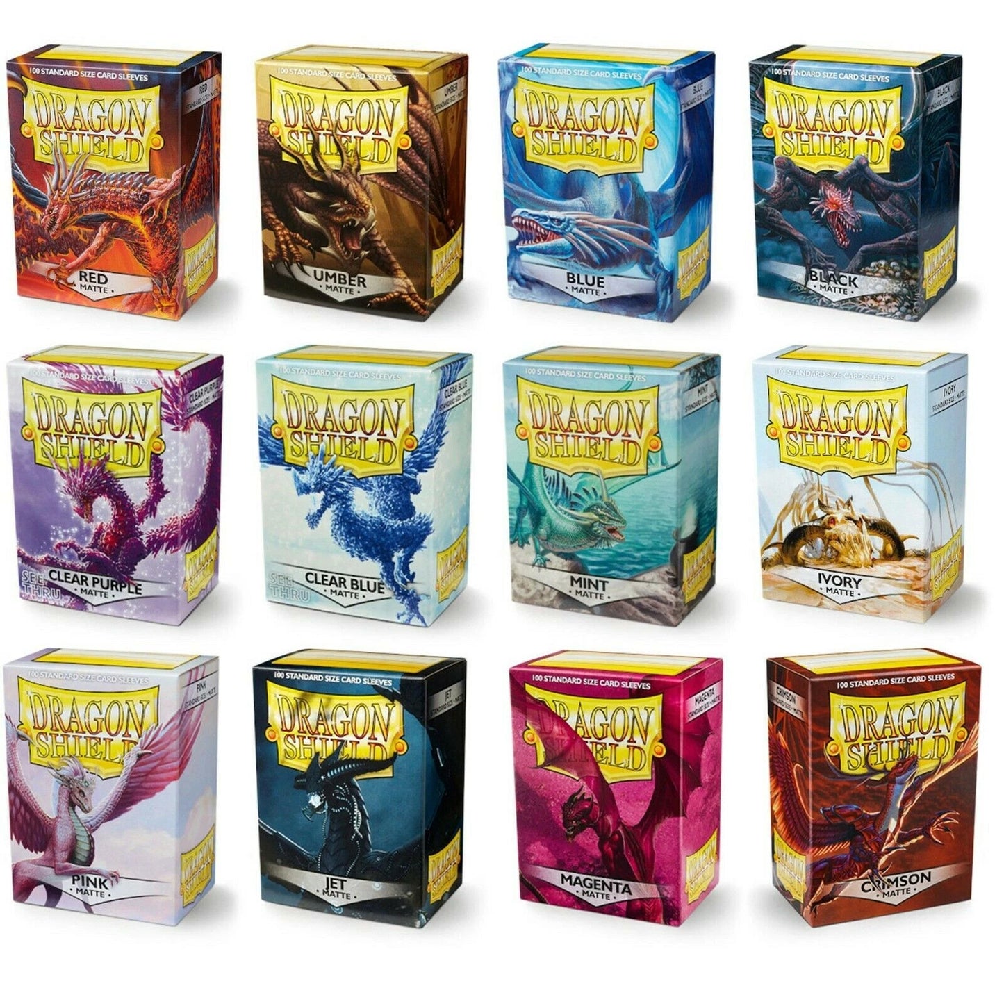 Dragon Shield Standard Size Sleeves MATTE - Fits Pokemon / Magic The Gathering - 100 Pc