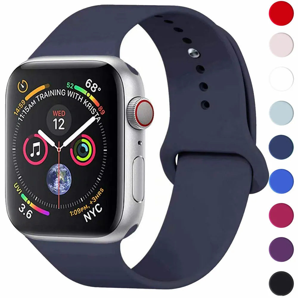 适用于 Apple Watch 10 9 8 7 6 SE Ultra 5 38/40/41/42/44/45 毫米硅胶表带