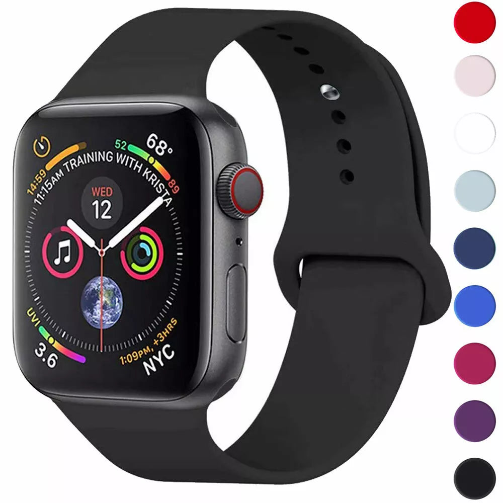 for Apple Watch 10 9 8 7 6 SE Ultra 5 38/40/41/42/44/45mm SILICONE Strap Band