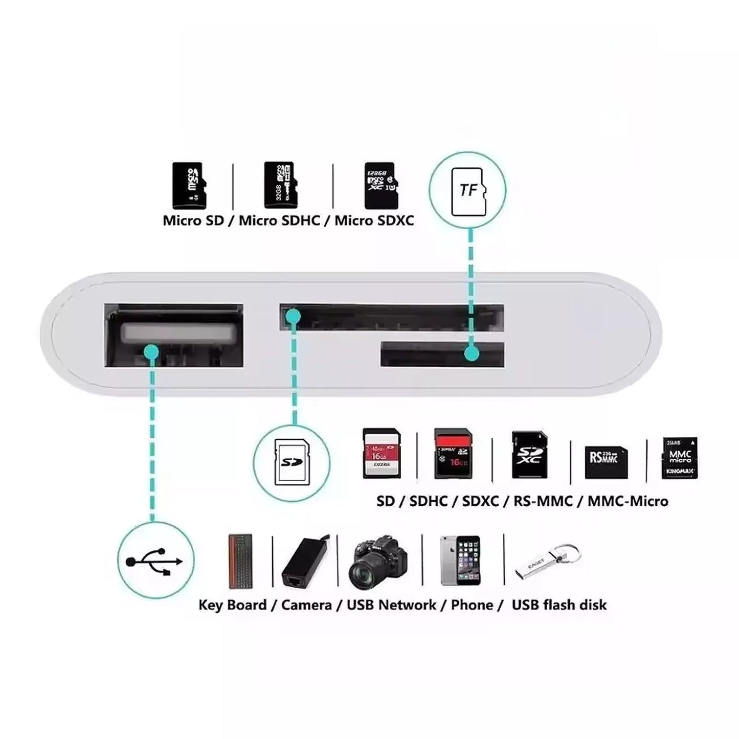 Type C SD Card Reader, Micro SD to Usb C OTG Adapter for SDHC SDXC TF