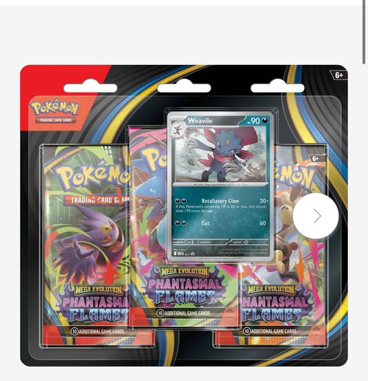 Pokemon TCG Mega Evolution Phantasmal Flames 3 Pack Blister